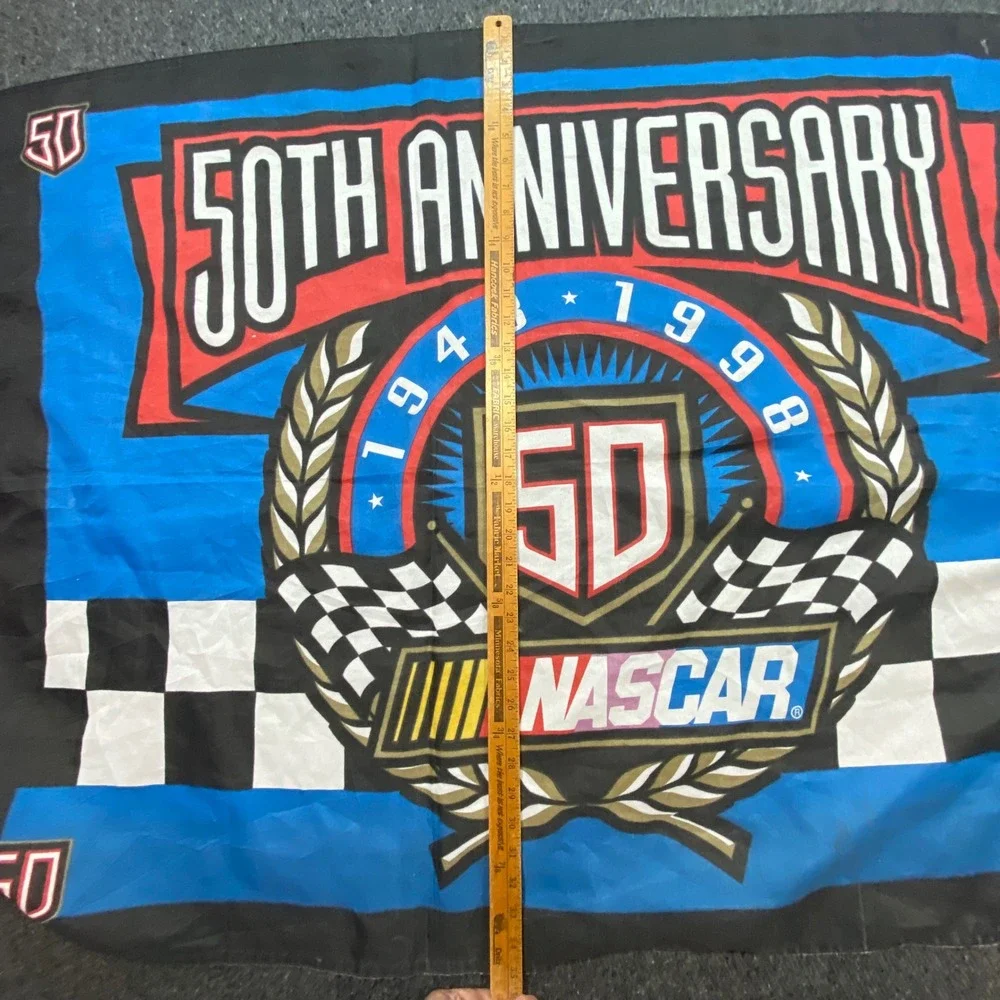 NASCAR Flag 50th Anniversary 1948-1998 Blue Vintage Racing Garage Banner